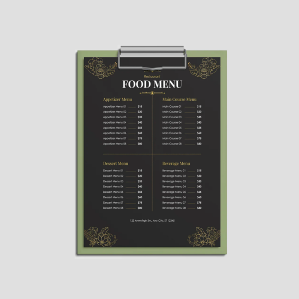 Custom Menu Design Print Shop Modesto