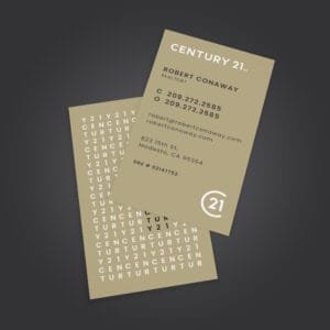 Century 21 business cards with pre-made designs, matte or gloss finish.