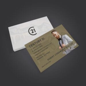 Century 21 business cards with pre-made designs, matte or gloss finish.